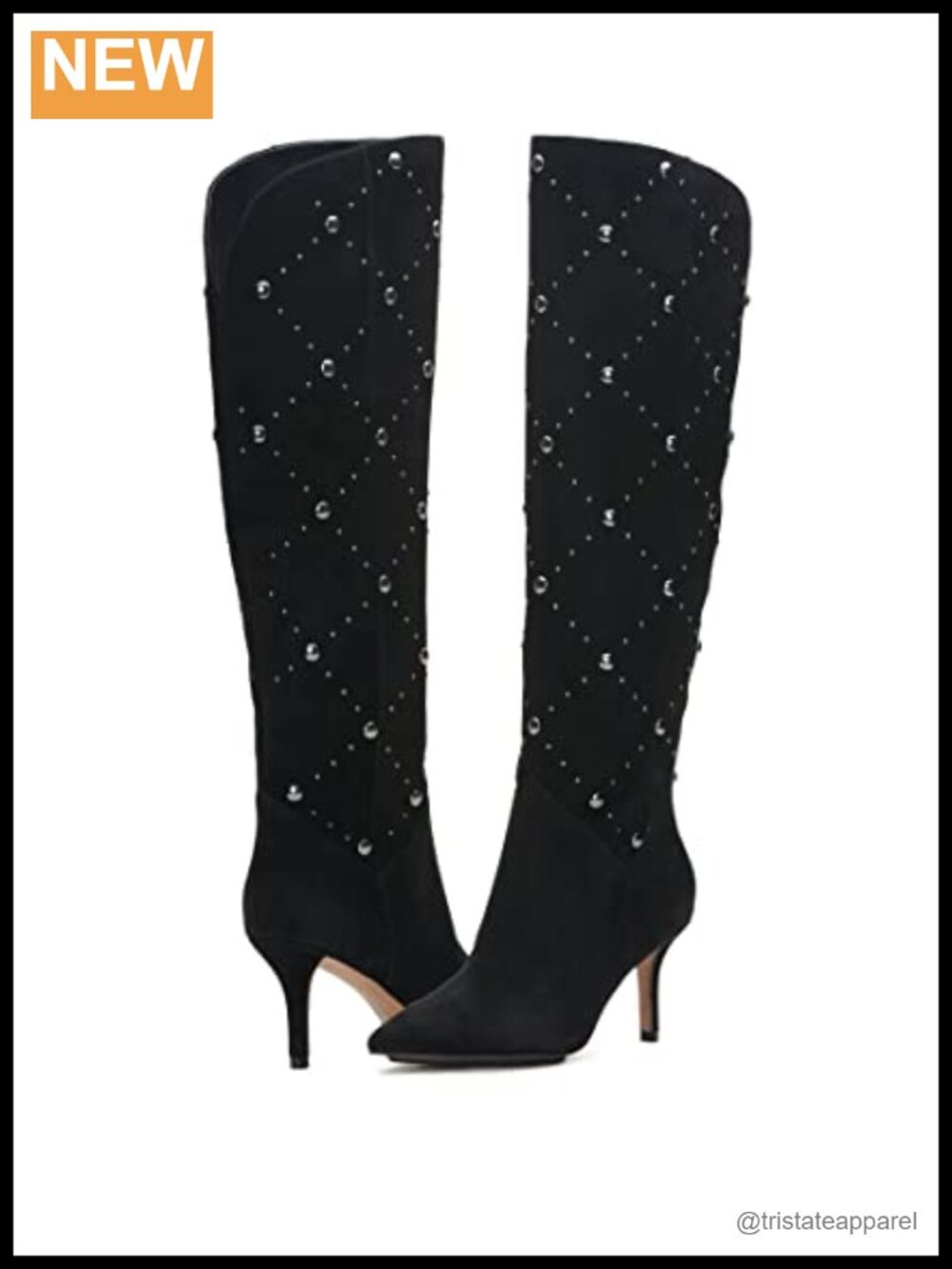 Suede Over-the-Knee Boots with Pointed Toe, Zip Closure, Stiletto Heel